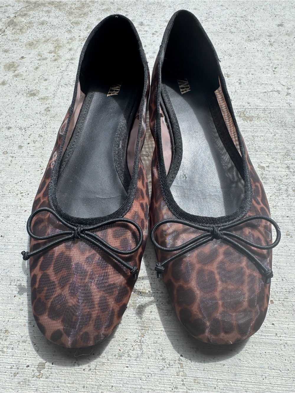 Zara Leopard Print Ballet Flats in Brown and Black